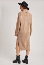 Load image into Gallery viewer, Turtleneck Side Slit Knit Sweater Midi Dress