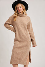 Load image into Gallery viewer, Turtleneck Side Slit Knit Sweater Midi Dress