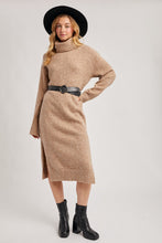 Load image into Gallery viewer, Turtleneck Side Slit Knit Sweater Midi Dress