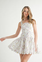 Load image into Gallery viewer, Floral Print Poplin Scallop Hem Mini Dress