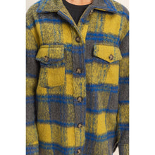 Load image into Gallery viewer, Fuzzy Mohair-Like Plaid Shacket
