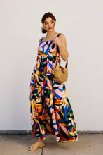 Load image into Gallery viewer, Tropical Kaleidoscope Babydoll Tiered Maxi Dress