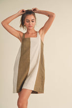 Load image into Gallery viewer, Color block linen mini dress