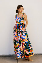 Load image into Gallery viewer, Tropical Kaleidoscope Babydoll Tiered Maxi Dress