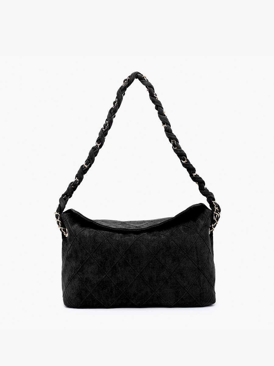 Dominique Faux Suede Quilted Shoulder Bag