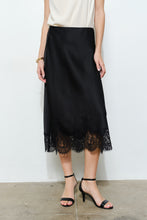 Load image into Gallery viewer, Silky Lace Hem Midi Skirt
