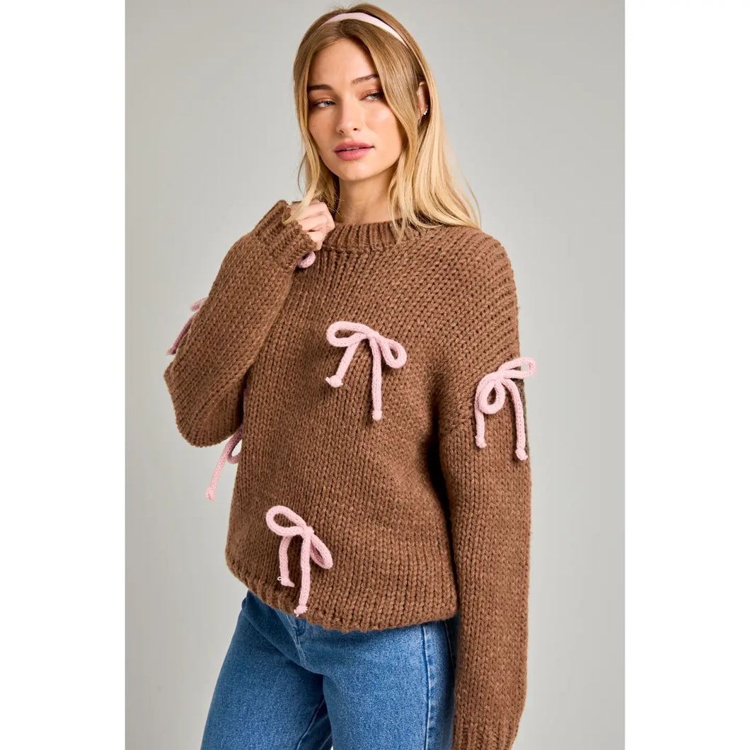 bow detailed oversized sweater