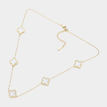 Load image into Gallery viewer, Mother Of Pearl Quatrefoil Station Stainless Steel Necklace
