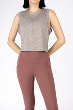 Load image into Gallery viewer, open back crop top (heather mocha)
