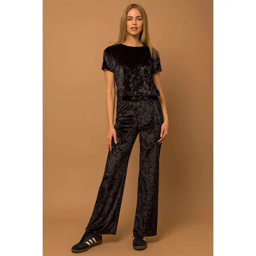 Velvet wide leg pants