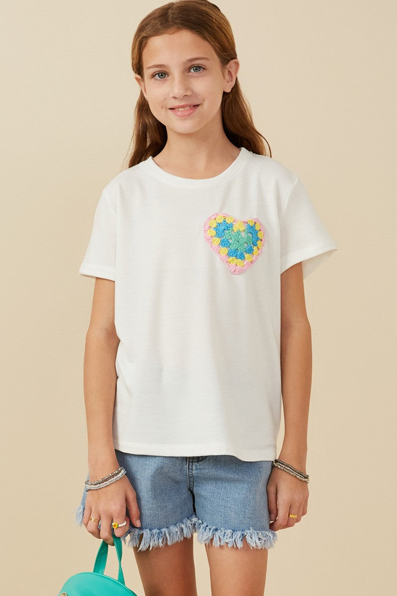 crochet heart t-shirt