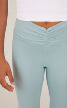 Load image into Gallery viewer, Girls Lux Waist Band Ruching Flared Pant (teal)
