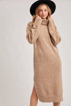 Load image into Gallery viewer, Turtleneck Side Slit Knit Sweater Midi Dress
