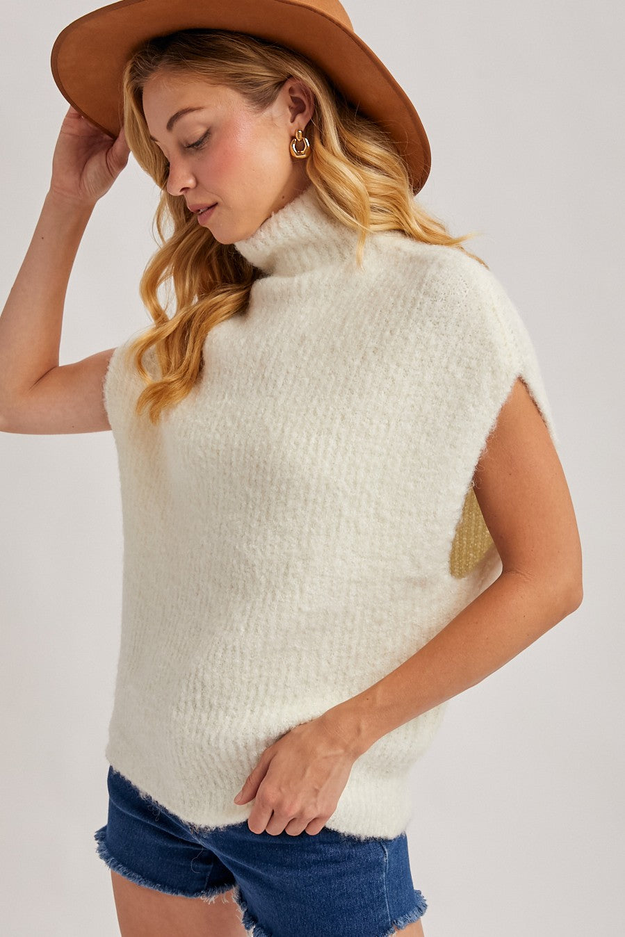 Turtleneck Knit Sweater Vest