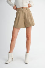 Load image into Gallery viewer, Twill High Waist Pleated Shorts
