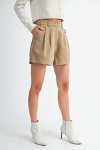 Load image into Gallery viewer, Twill High Waist Pleated Shorts
