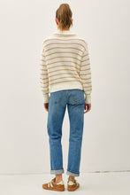 Load image into Gallery viewer, Spread Collar Half Zip Striped Sweater
