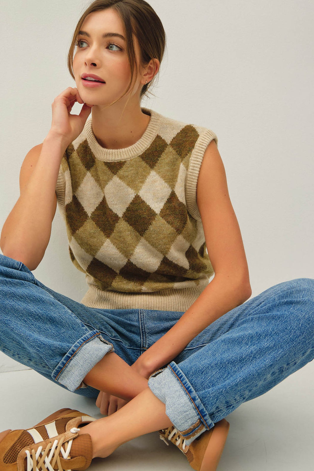 Argyle Wool Blended Sweater Vest