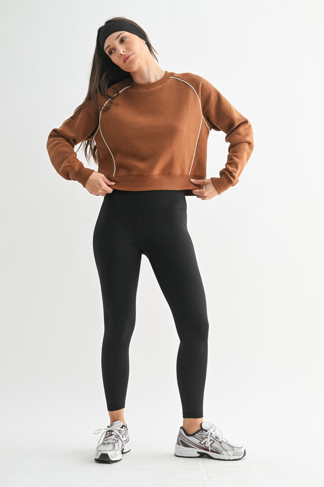 Pipedfleece Cotton Blend Crewneck Sweater