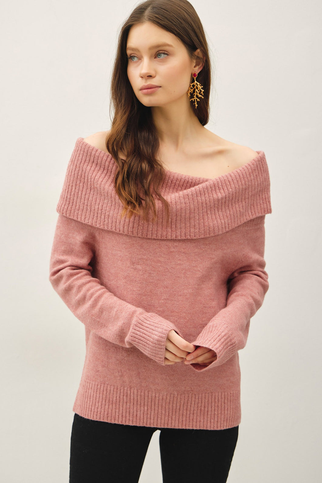 Off The Shoulder Wool Blend Sweater