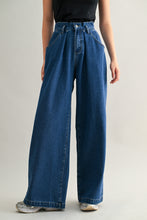Load image into Gallery viewer, Mid-rise Pleated Wide Leg Denim
