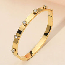 Load image into Gallery viewer, Stone Bezel Around Hinged Bangle Bracelet
