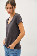 Load image into Gallery viewer, Classic Raw Trim Sleeve V-Neck Tee
