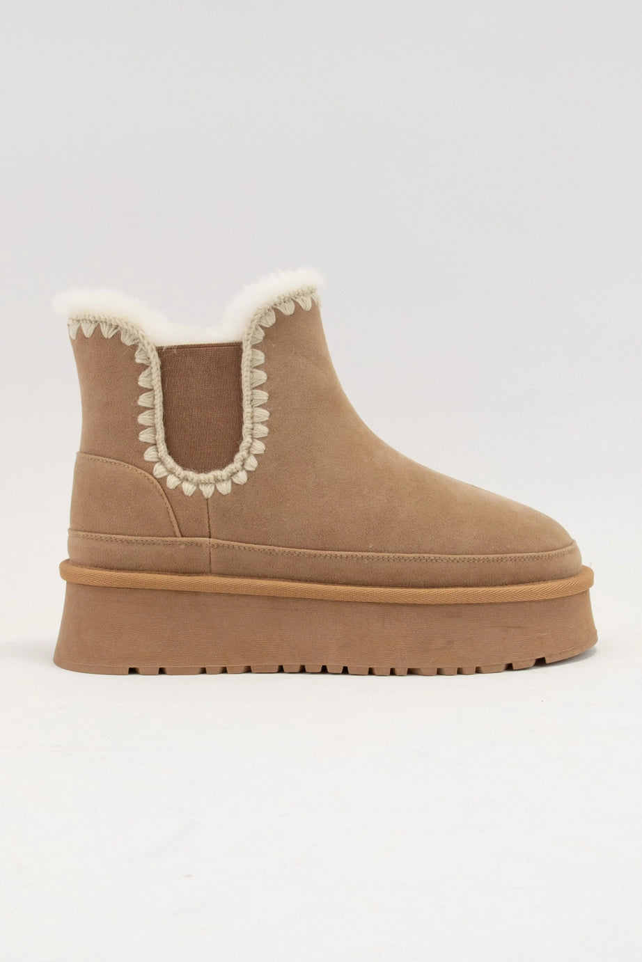 Platform Sherpa Boot with Crochet Stitch