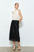 Load image into Gallery viewer, Silky Lace Hem Midi Skirt
