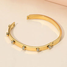 Load image into Gallery viewer, Stone Bezel Around Hinged Bangle Bracelet
