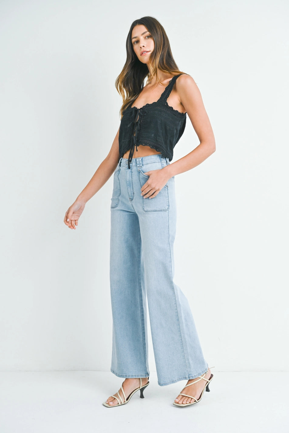 Patch Pocket Wide Leg Flare