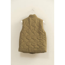 Load image into Gallery viewer, Wave Quilted Ribbon Tie Detailed Puffer Vest
