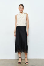 Load image into Gallery viewer, Silky Lace Hem Midi Skirt
