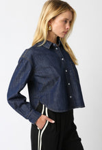 Load image into Gallery viewer, Avery Cropped Denim Shirt
