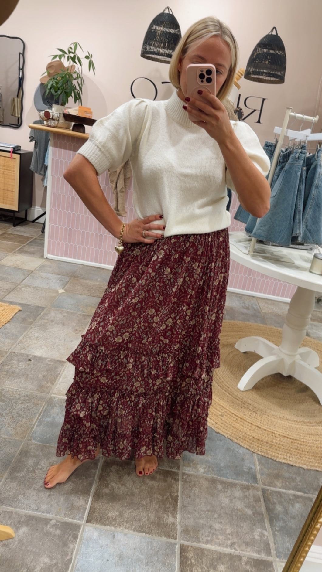 Aria Tiered Floral Maxi Skirt