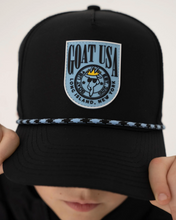 Load image into Gallery viewer, Goat USA black athletic trucker hat
