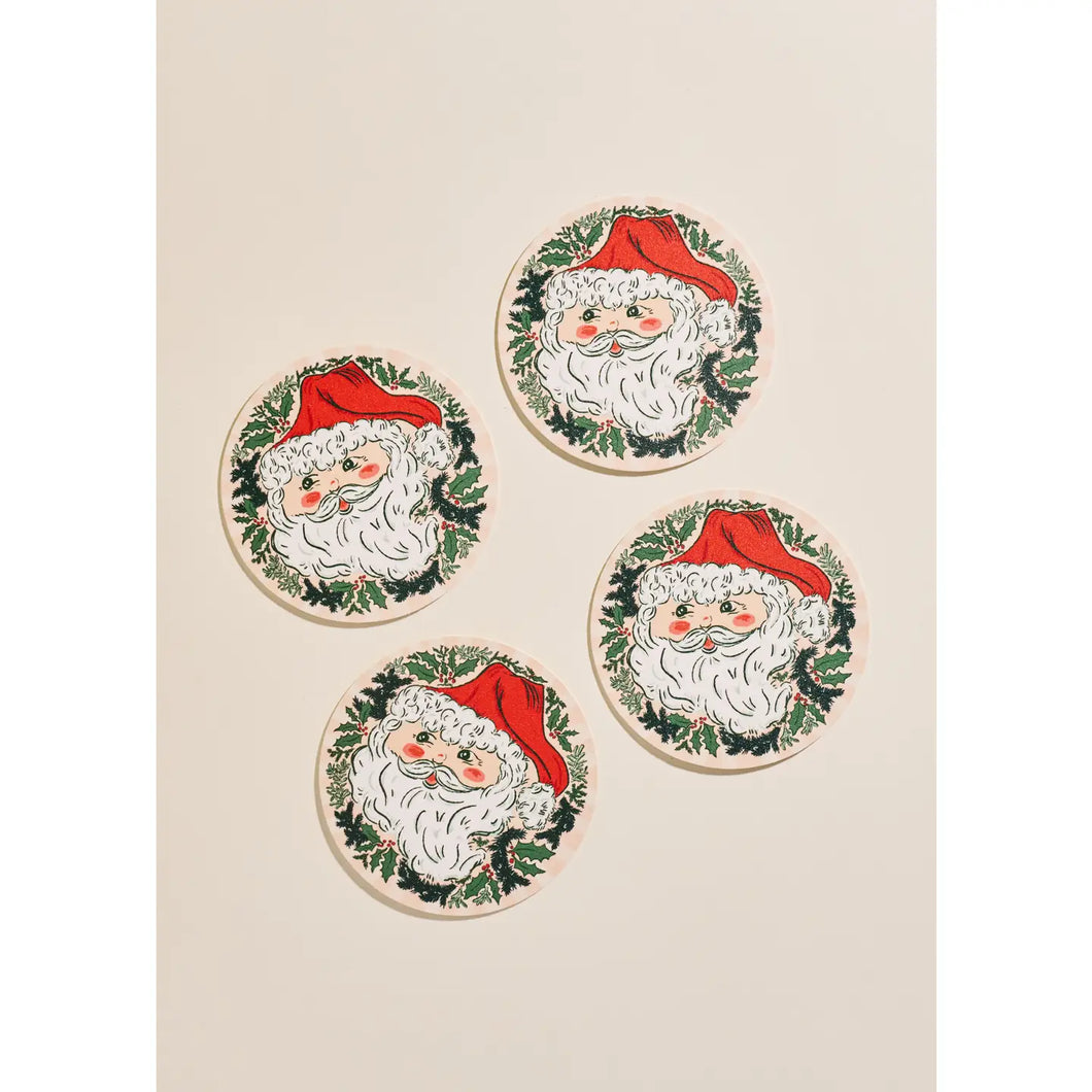 Jolly Santa Coasters - Set of 4